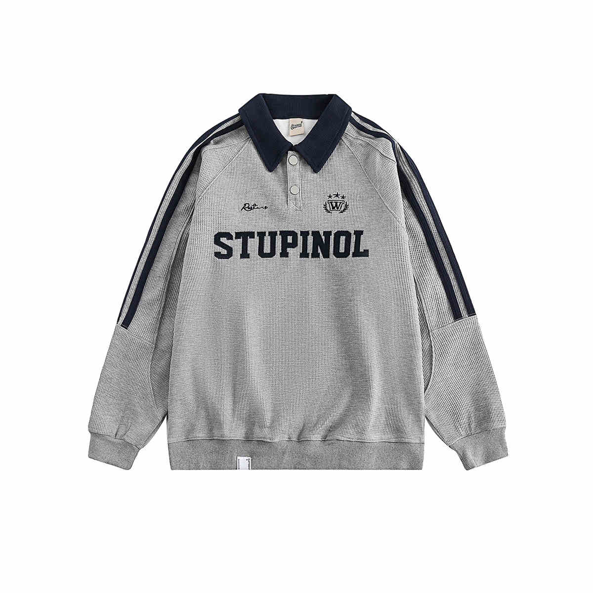 Vintage Polo Collar Waffle Jersey Sweatshirt