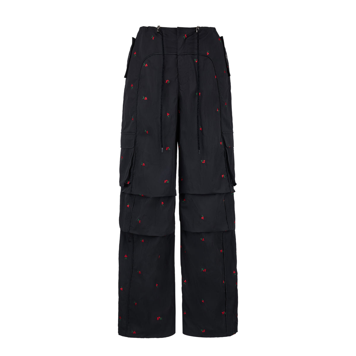 Cherry Embroidered Cargo Pants