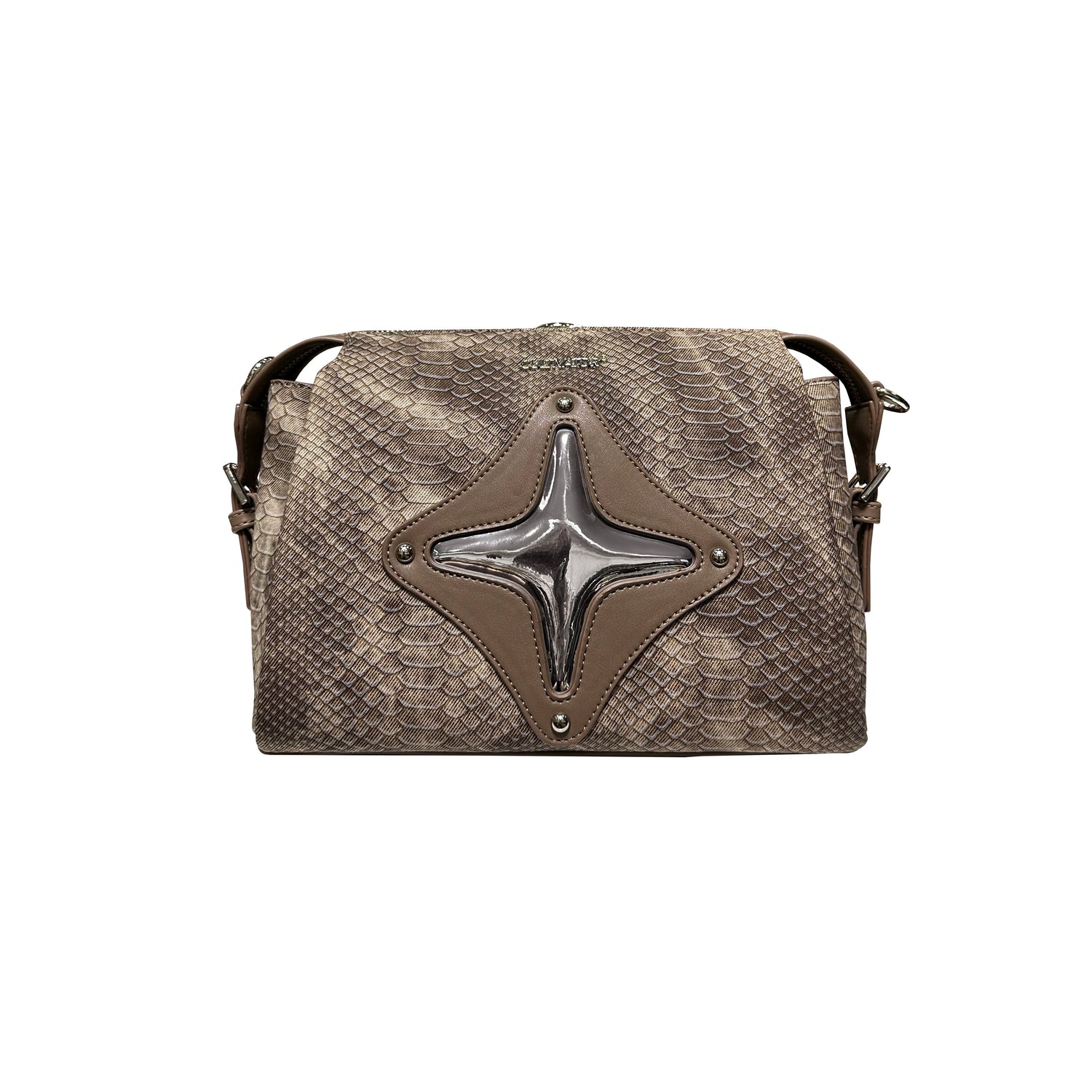 CULTIVATOR Snake Pattern Shoulder Bag Brown