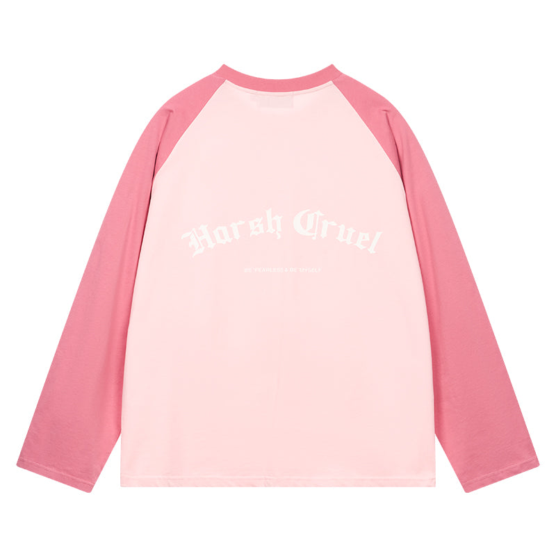 Gothic Letter Logo Drop Shoulder Long Sleeve Tee