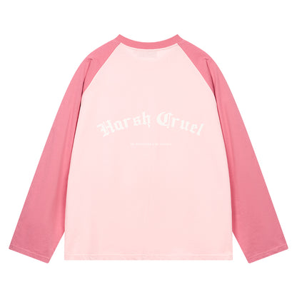 Gothic Letter Logo Drop Shoulder Long Sleeve Tee