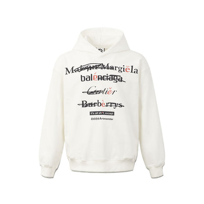 Spoof Brand Letter Print Hoodie