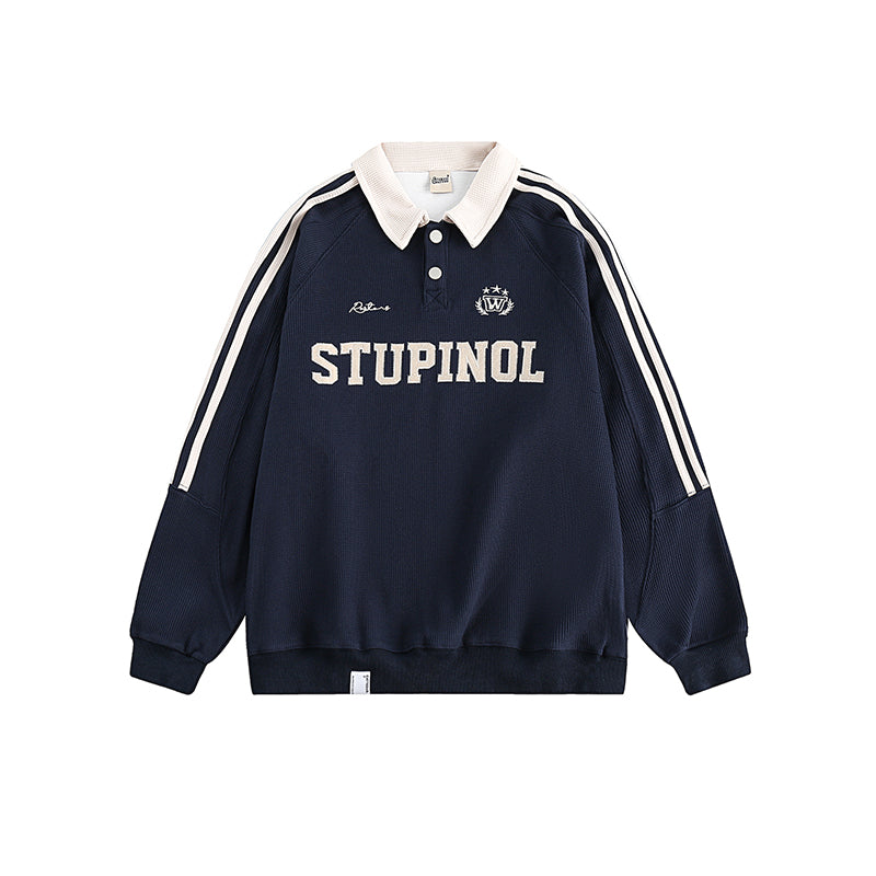 CATTEE Embroidered Letter Polo Sweatshirt