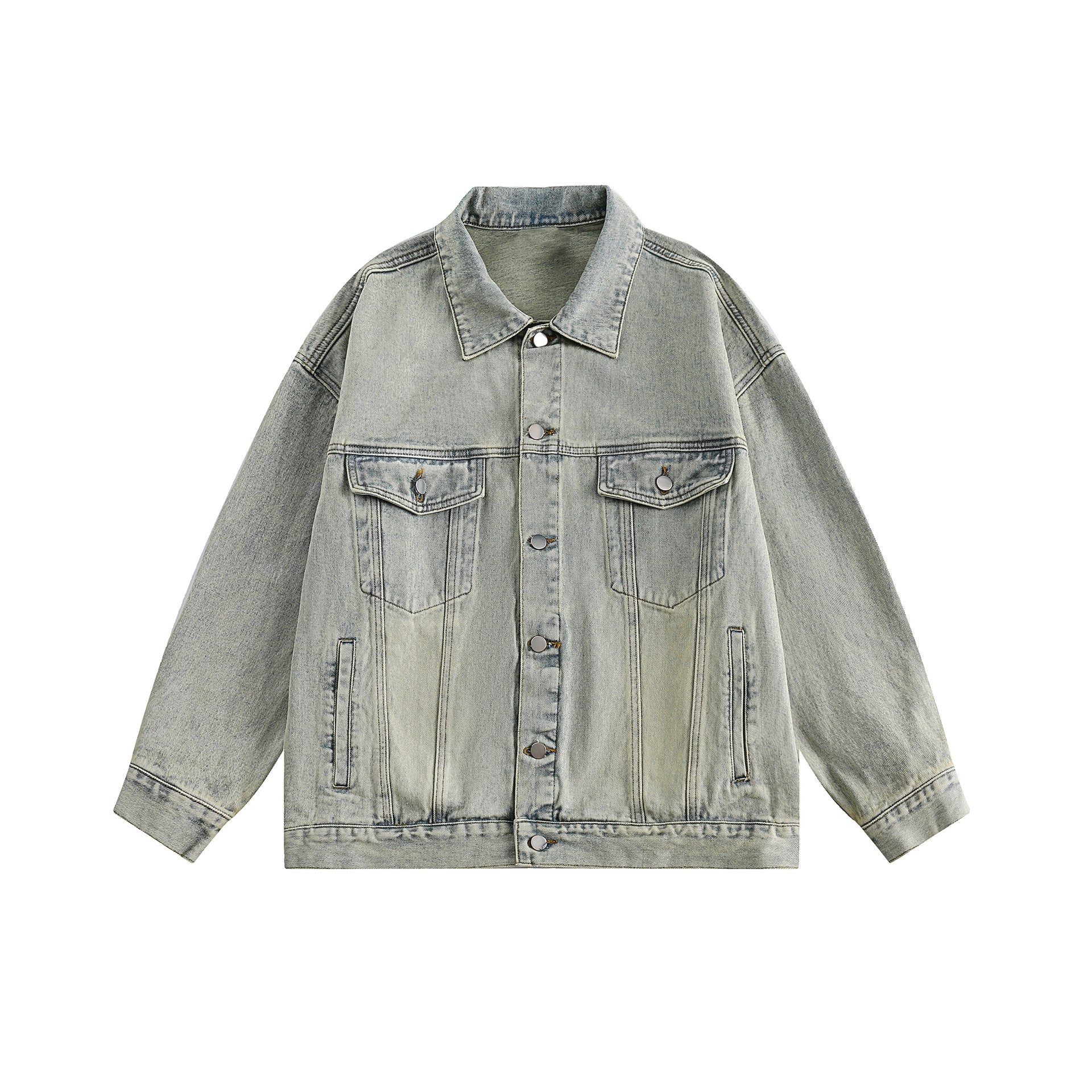 Vintage Turn-down Collar Distressed Denim Jacket