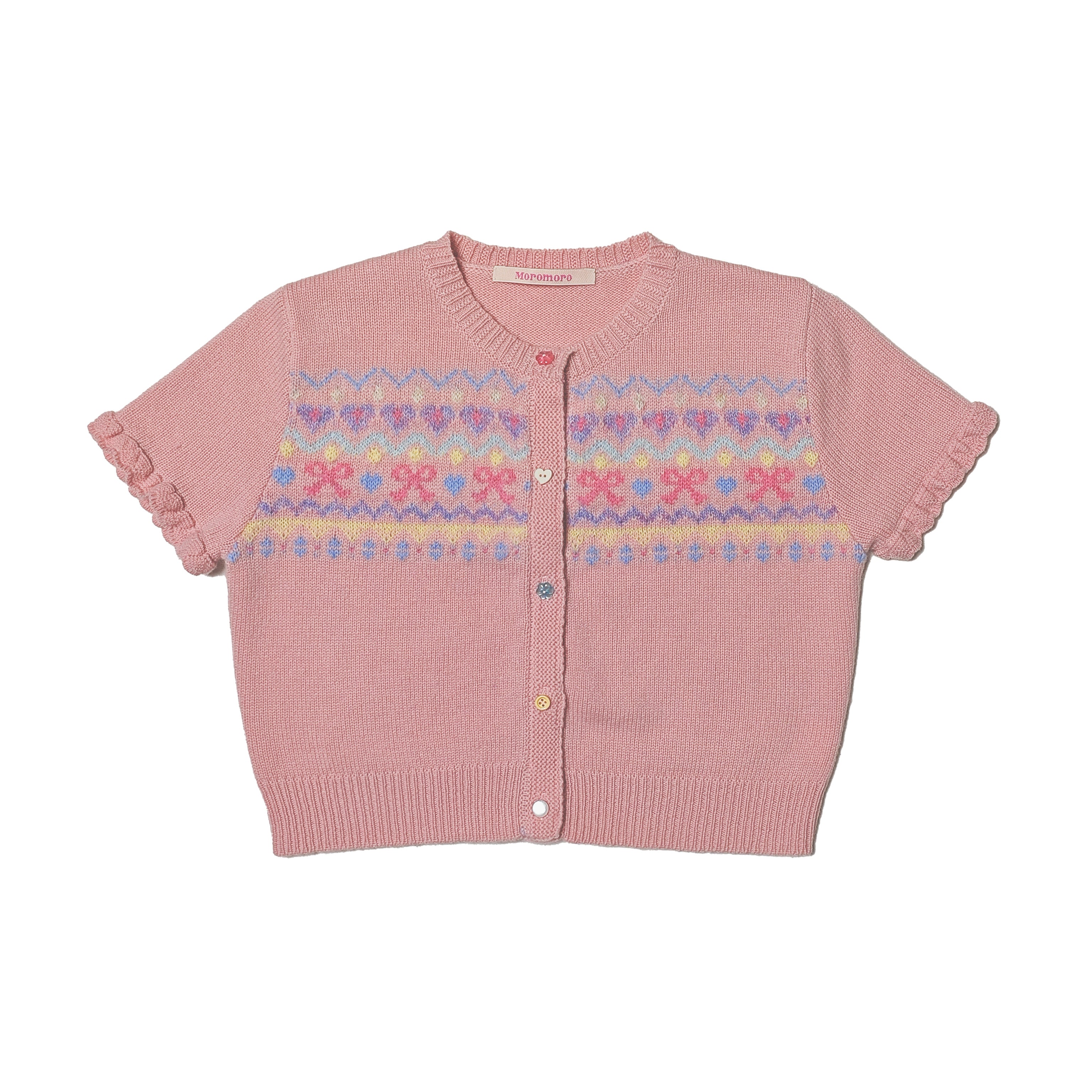 Fair Isle Butterfly Pattern Short Sleeve Cardigan