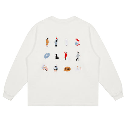 LOSTCTRL Embroidered Drawstring Long Sleeve Tee