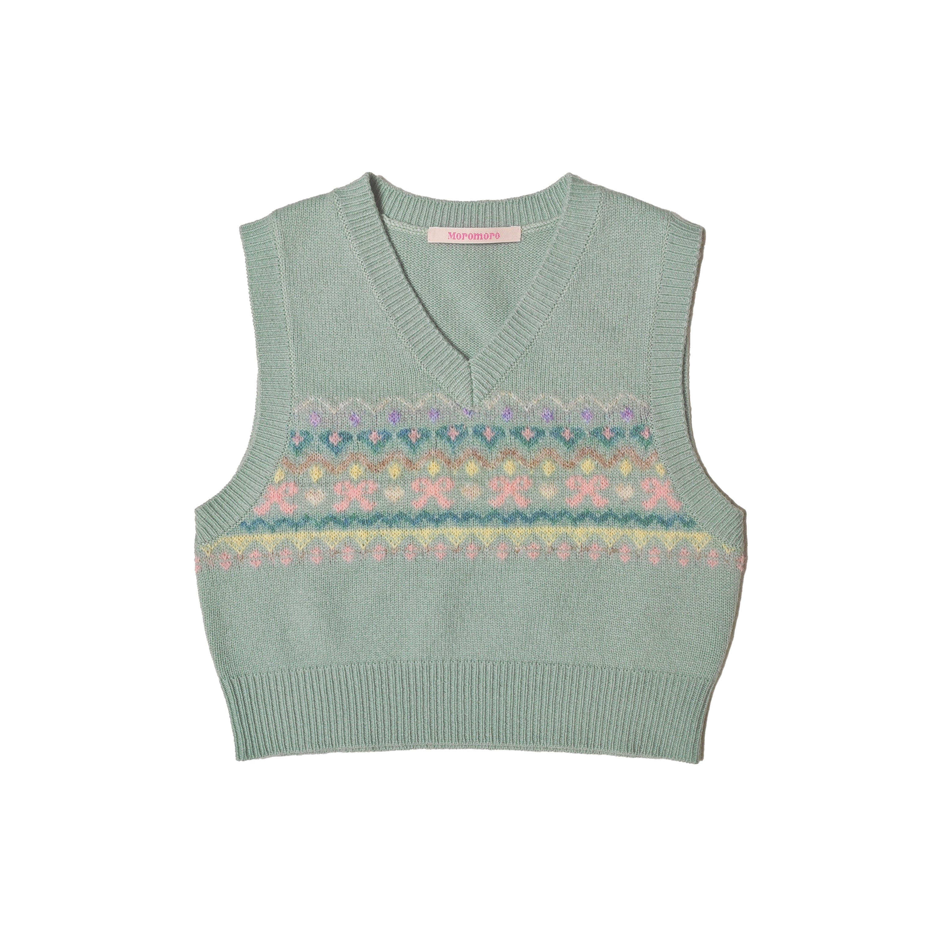 Butterfly Pattern V-Neck Knit Vest