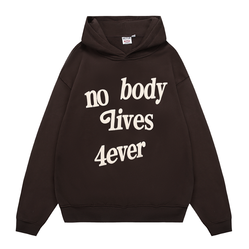 4ever Letter Puff Print Hoodie