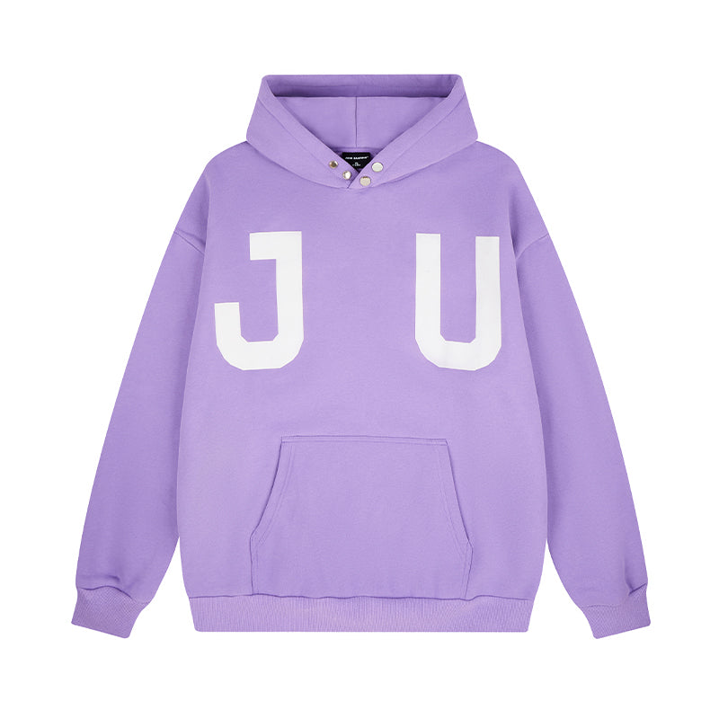 JUNI Plush Letter Puff Print Hoodie