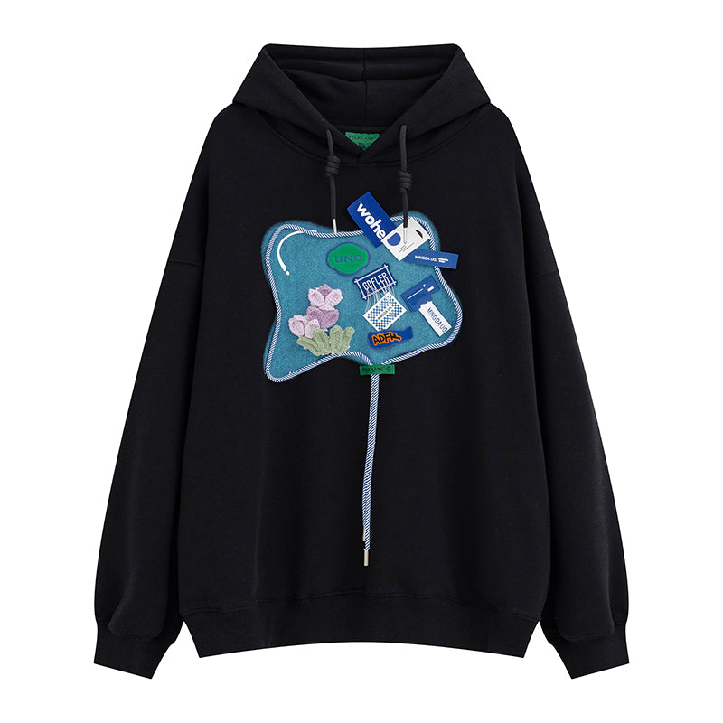 Decorative Tags Logo Print Hoodie