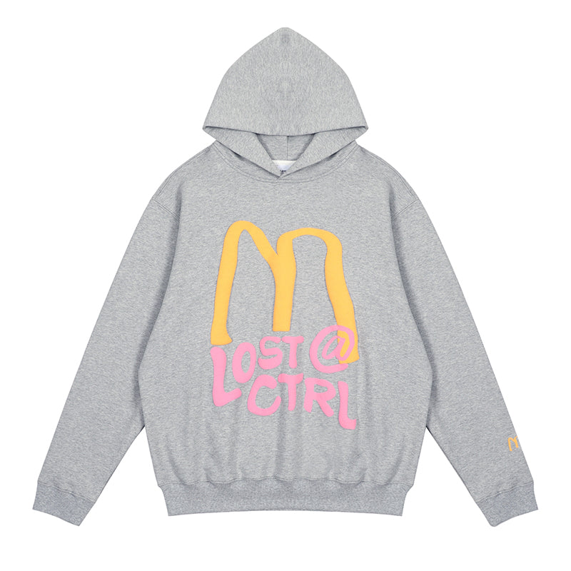 LOSTCTRL M Letter Puff Print Hoodie