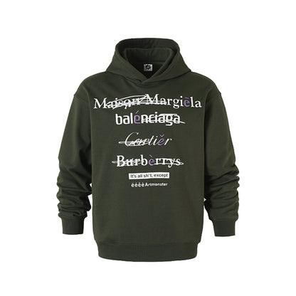 Spoof Brand Letter Print Hoodie