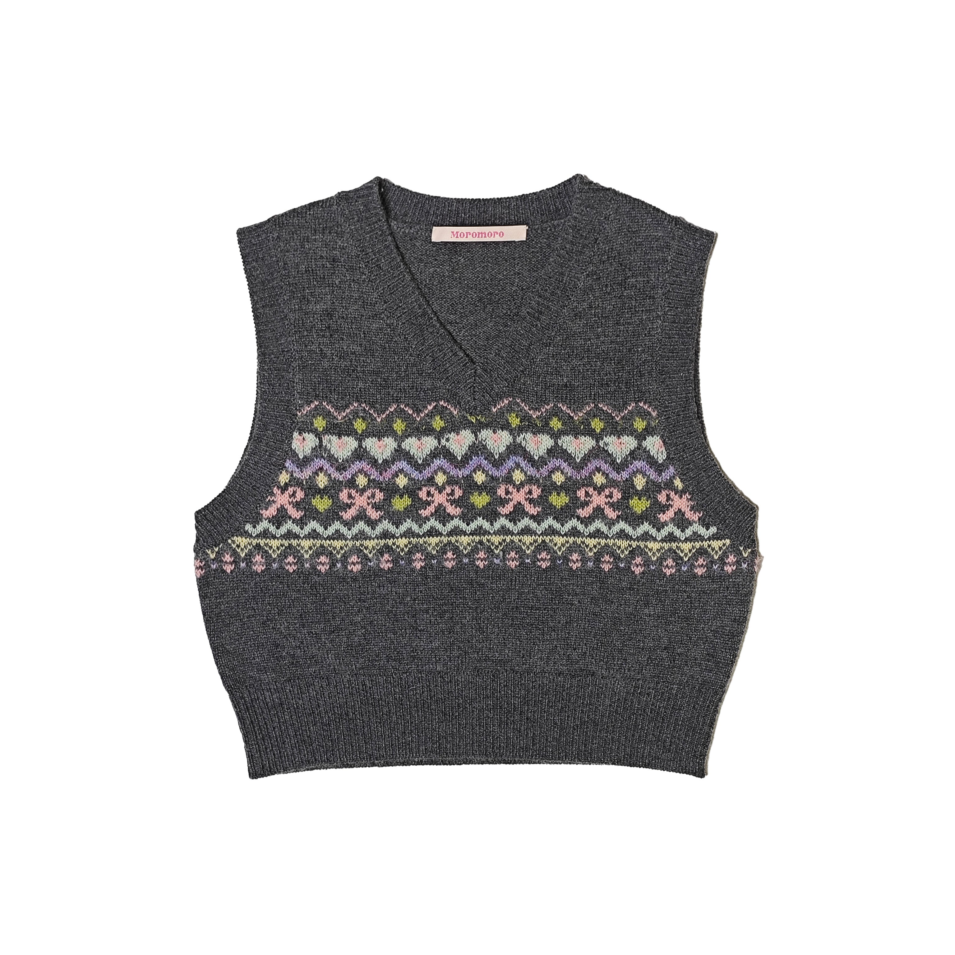 Butterfly Pattern V-Neck Knit Vest