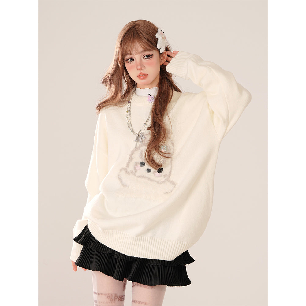 Dainty Rabbit Round Neck Sweater