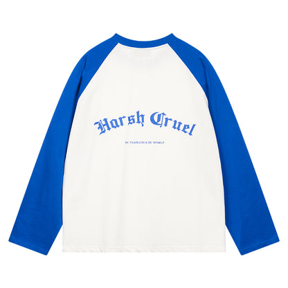 Gothic Letter Logo Drop Shoulder Long Sleeve Tee