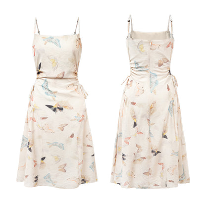 French Style Butterfly Print Cami Dress