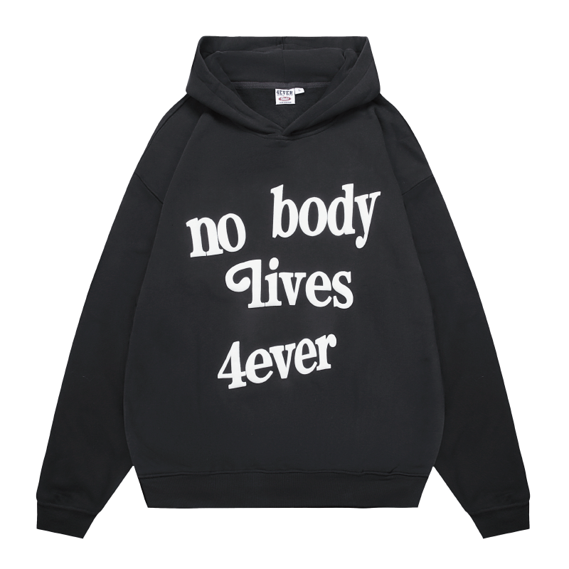 4ever Letter Puff Print Hoodie