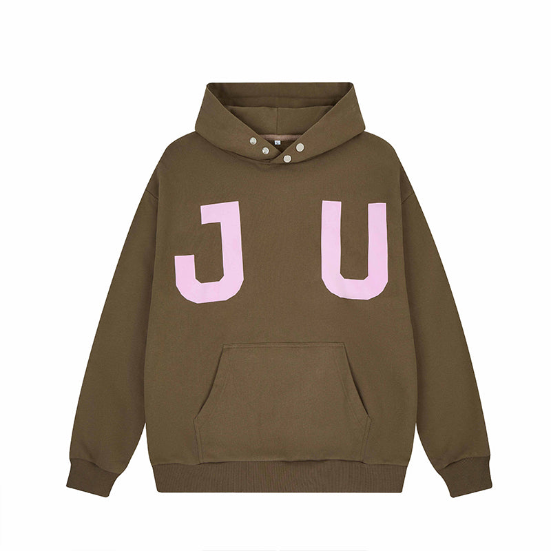 JUNI Plush Letter Puff Print Hoodie