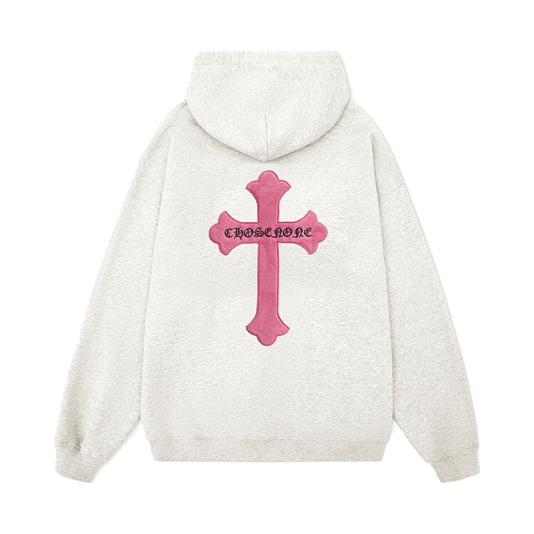 Retro Cross Puff Print Hoodie