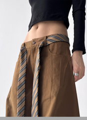 Detachable Belt High Waist Wide-Leg Cargo Pants