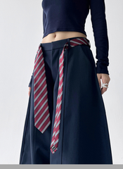Detachable Tie Belt Wide-Leg Trousers