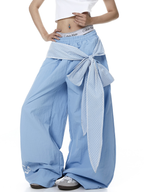 Lace Tie Layered Parachute Pants