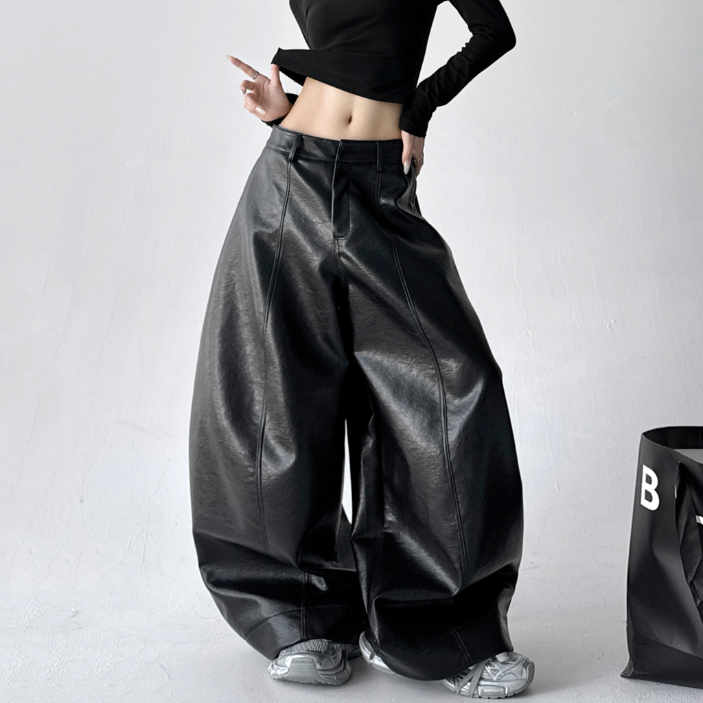 Vintage Faux Leather PU Trousers