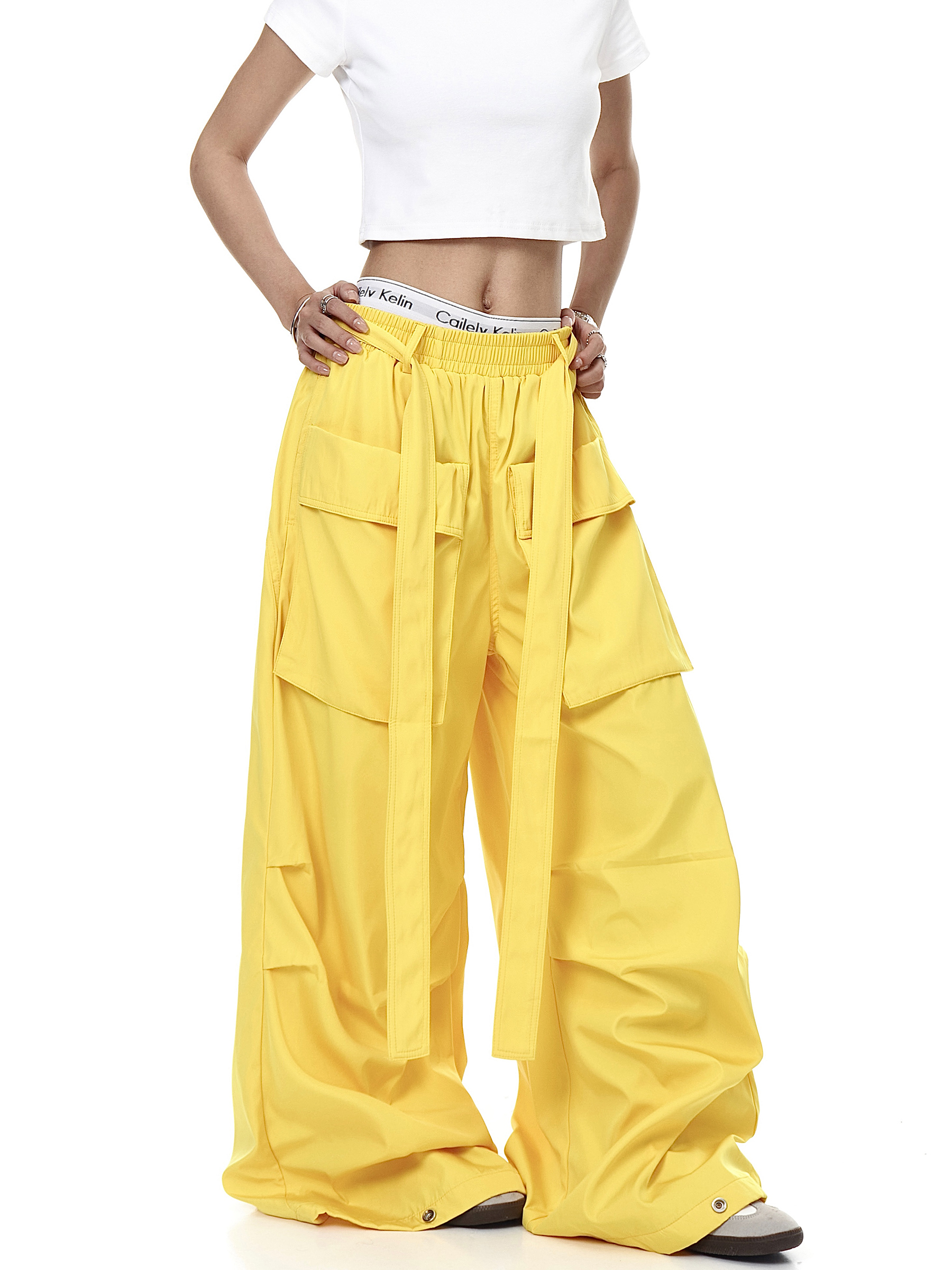 Detachable Belt Oversized Pocket Cargo Pants