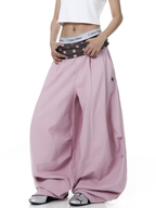 Polka Dot Fold-Over Waist Parachute Pants