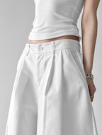 Draped Fit Pleated Wide Leg Trousers