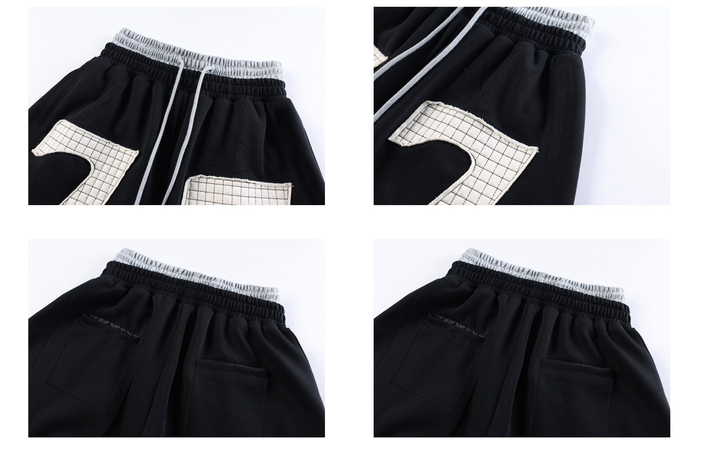 Contrast Patch Embroidered Double Waist Sweatpants