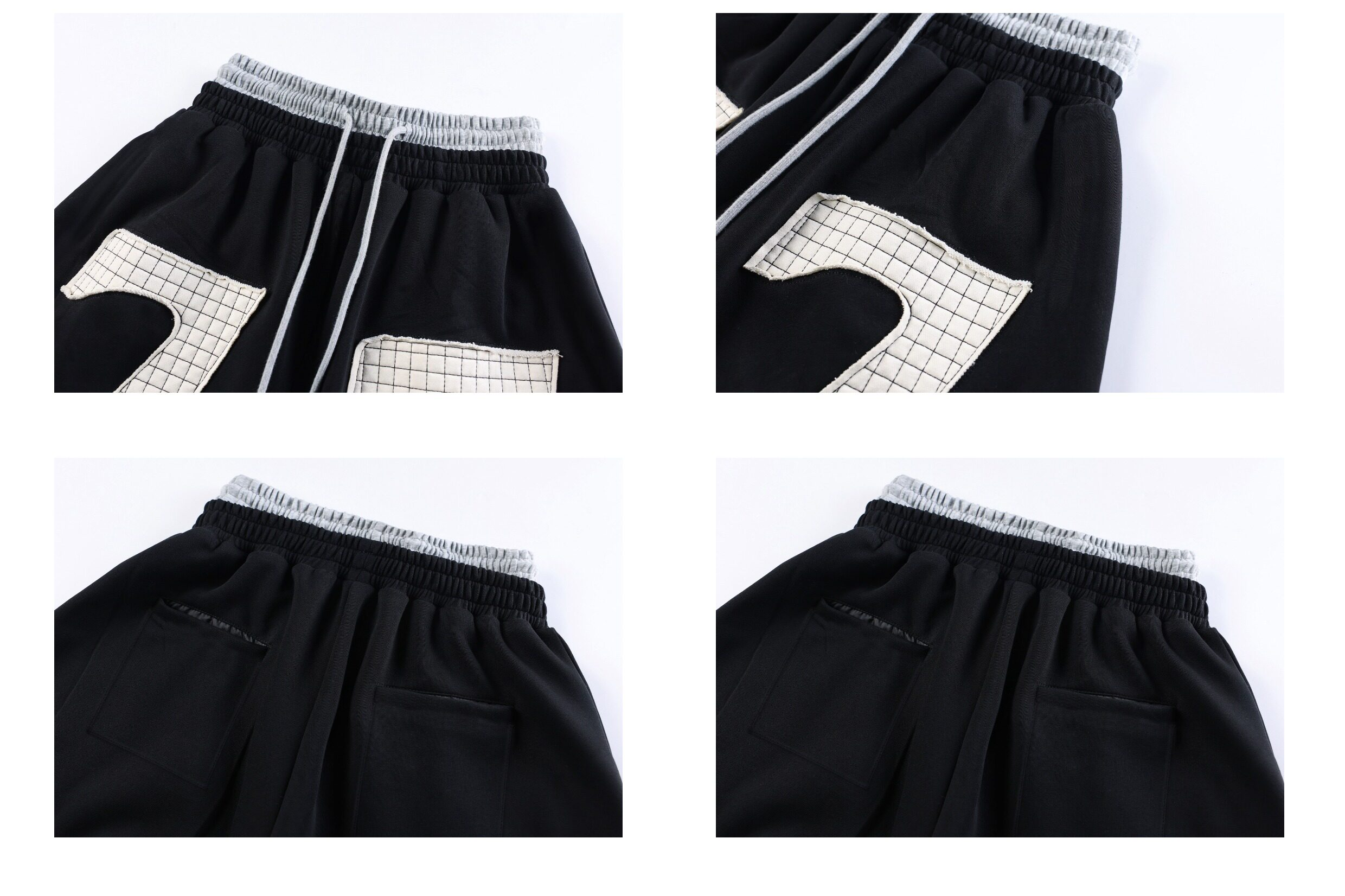 Contrast Patch Embroidered Double Waist Sweatpants