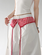 Gingham Layered Wide-Leg Parachute Pants - CT583
