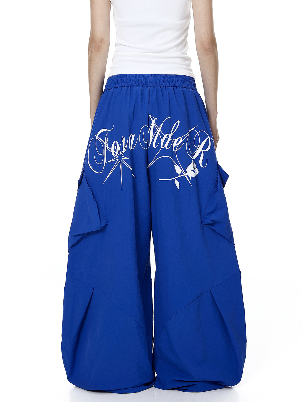 Letter Print Parachute Cargo Pants
