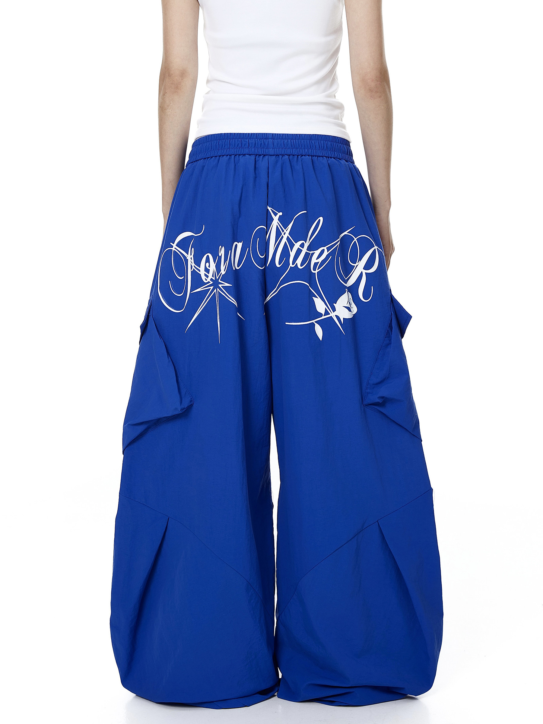 Letter Print Parachute Cargo Pants