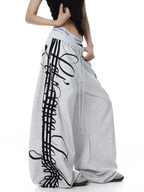 Vintage Letter Print Wide-Leg Sweatpants