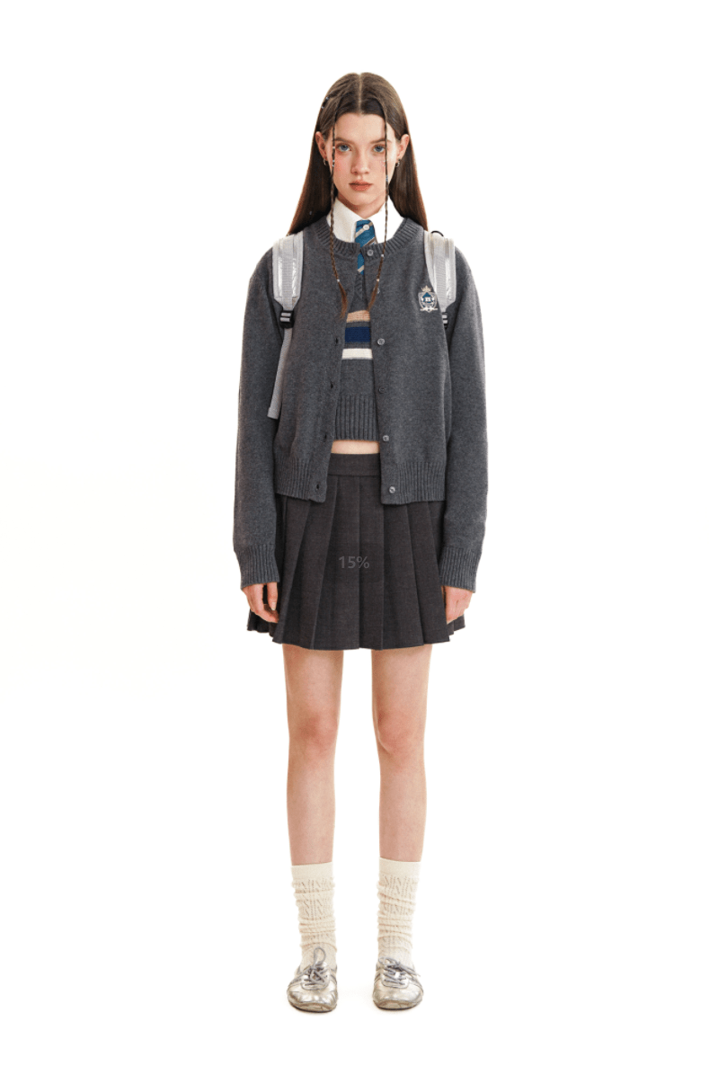 Academic Embroidered Badge Knitted Cardigan - COPPING THREADS - MOROMORO