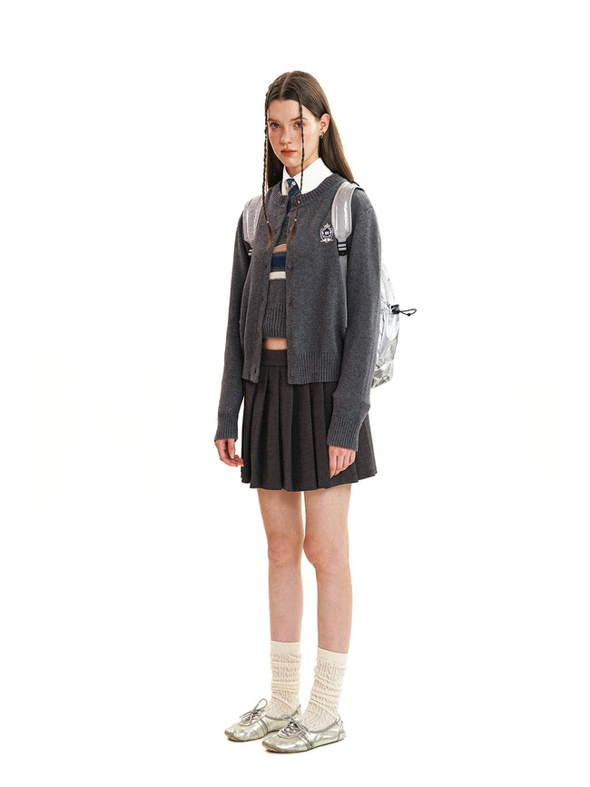 아카데믹 자수 배지 니트 카디건 Main Image