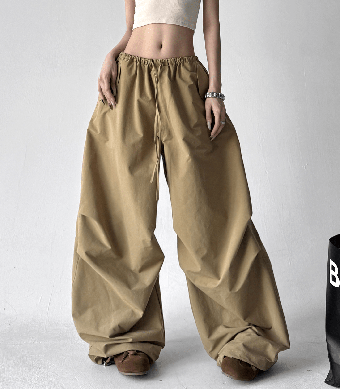 Adjustable Drawstring High - Waist Wide - Leg Pants - COPPING THREADS - CT Select