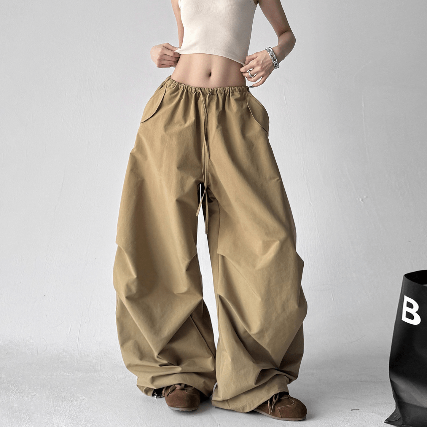 Adjustable Drawstring High - Waist Wide - Leg Pants - COPPING THREADS - CT Select