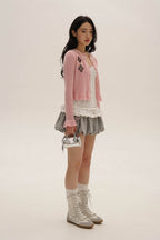 Alpaca Wool Sequin Embroidered Lace Trim Knit Cardigan - COPPING THREADS - MOROMORO