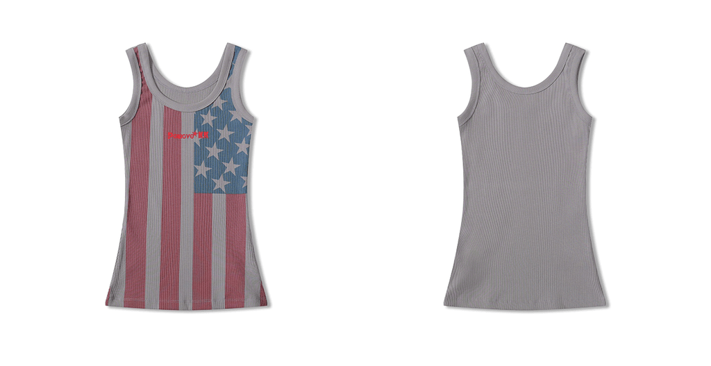 American Flag Print Ribbed Tank Top - COPPING THREADS - 0123Start