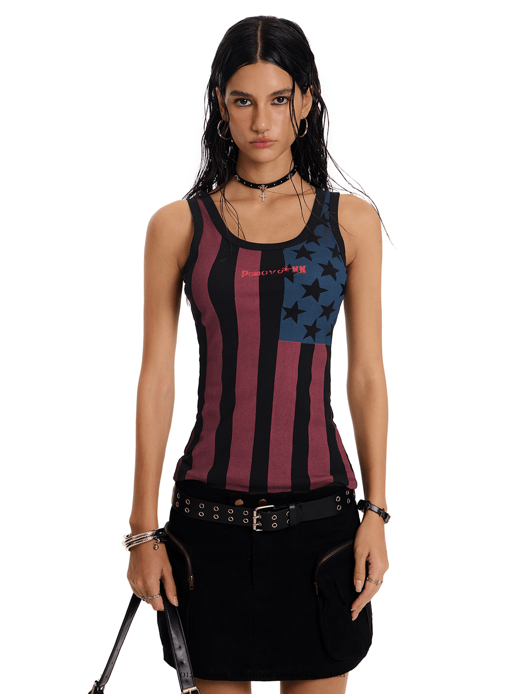 American Flag Print Ribbed Tank Top - COPPING THREADS - 0123Start