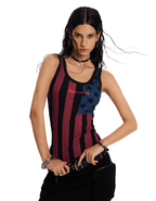 American Flag Print Ribbed Tank Top - COPPING THREADS - 0123Start