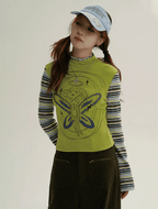 Angel Graphic Layered Mock Neck Tee - COPPING THREADS - CT Coquette