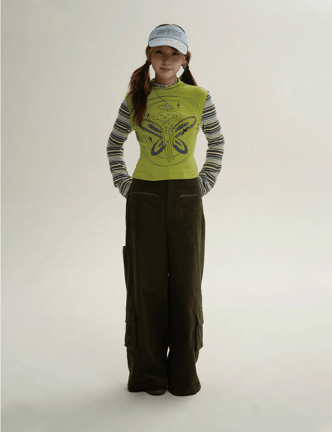 Angel Graphic Layered Mock Neck Tee - COPPING THREADS - CT Coquette Hover Image