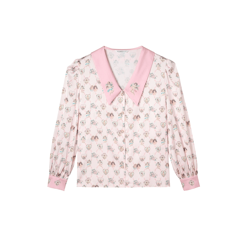 Angel Print Satin Pajama Set - COPPING THREADS - CT Dreamscape