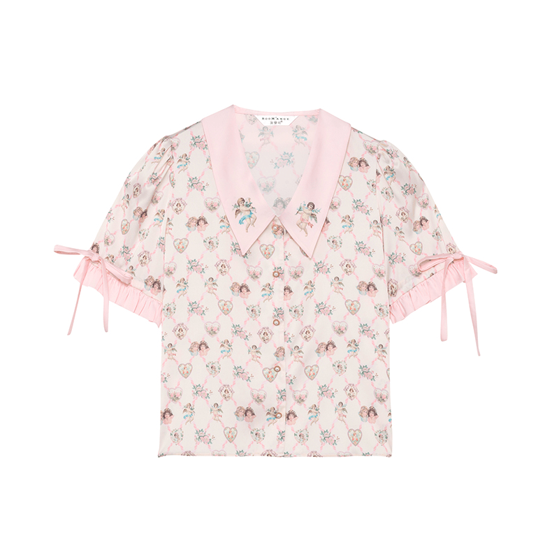 Angel Print Satin Pajama Set - COPPING THREADS - CT Dreamscape