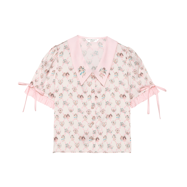Angel Print Satin Pajama Set - COPPING THREADS - CT Dreamscape