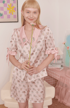 Angel Print Satin Pajama Set - COPPING THREADS - CT Dreamscape